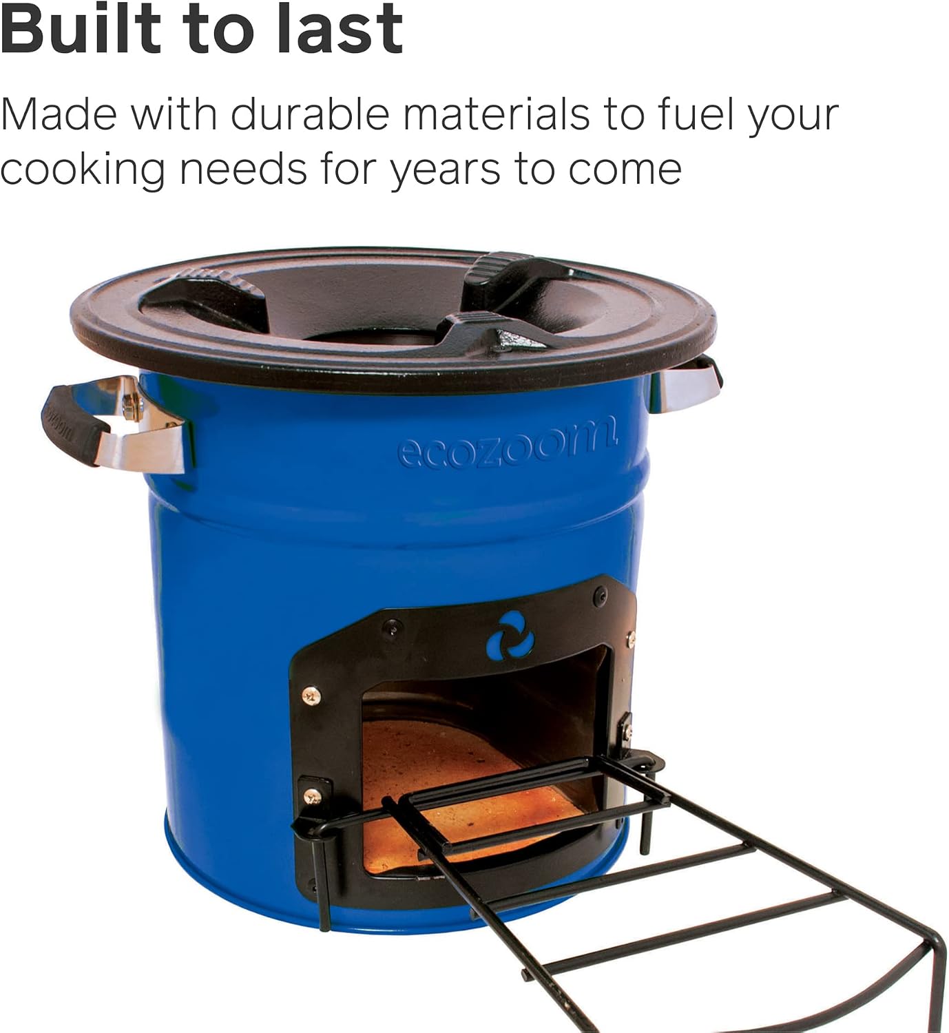 Dura Rocket Stove, Heavy Duty Portable Camp Stove, Wood Only | Cast-Iron Cooktop, 12 Lbs, Compact 12x11x12 in