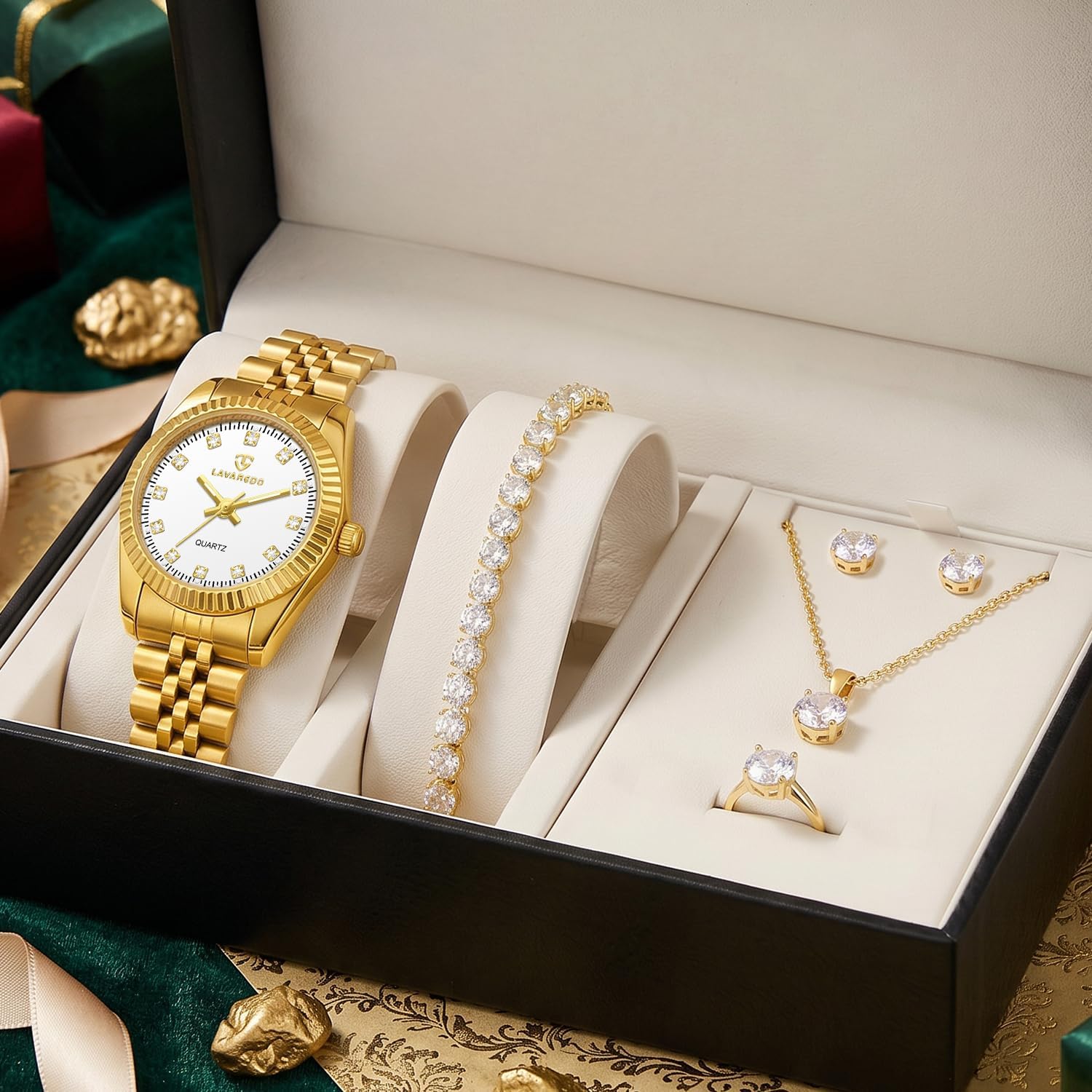 Gold Womens Watch Set, Gold Plated Bangle Bracelet | 18K Gold Plated Bangle Bracelets, Dainty Ladies Analog Watch
