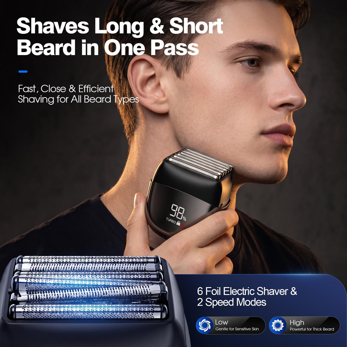 Electric Foil Shaver for Men, 6-Blade Electric Razor
