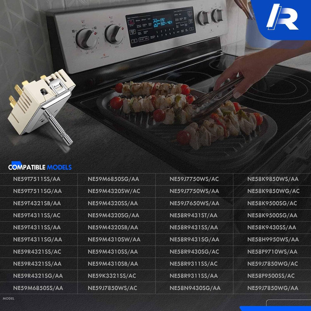 New DG44 01006B Range Surface Element Control Switch Fit for Samsung Electric Range - Oven/Stove, Better Than OEM Quality, PER001-12 D Fits Model NE59J7750WS NE58K9850WS NE59M4310SS and More