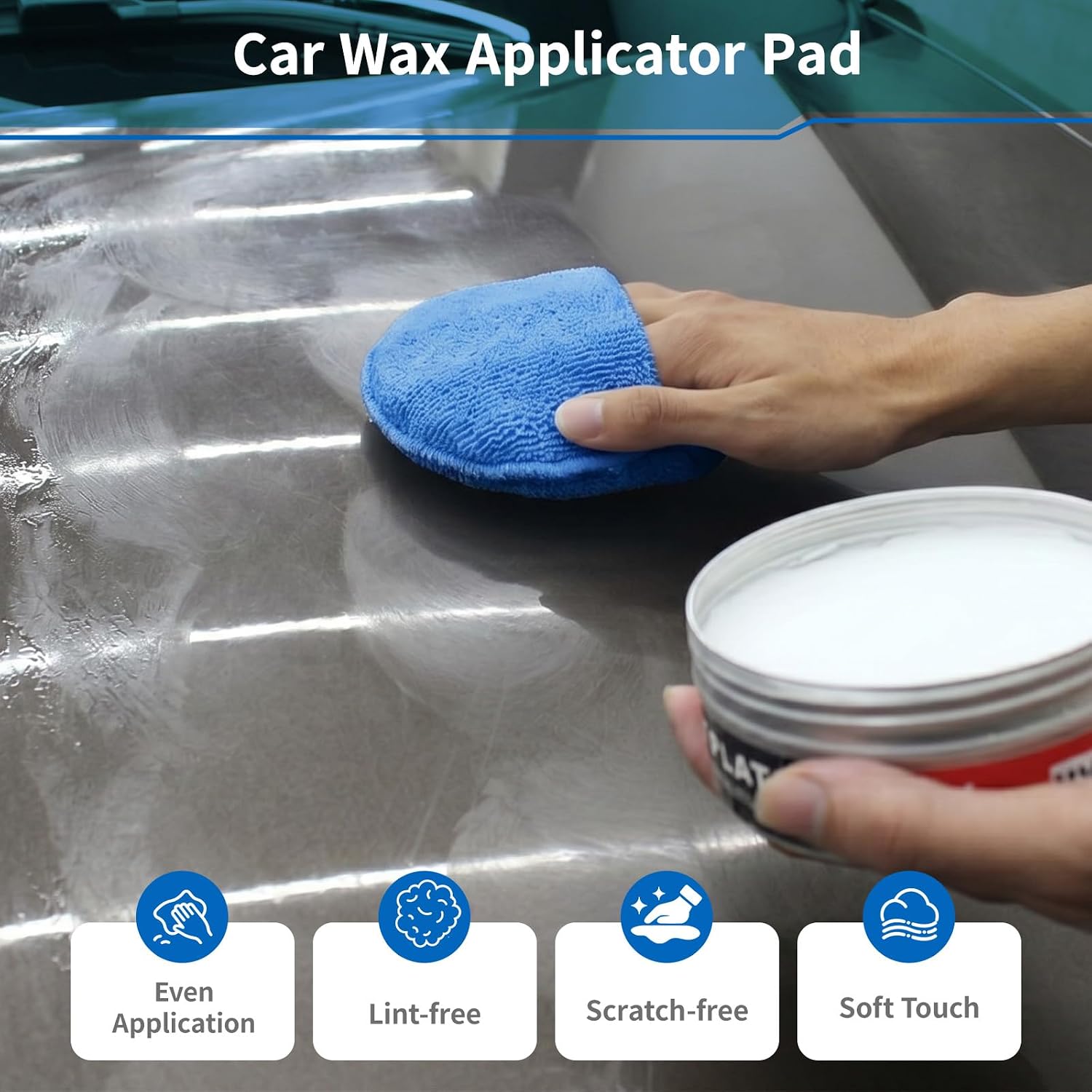 Car Wax Buffing Pads with Finger Pocket, 6PK Microfiber Wax Applicator Pads, Versatile Sponge Pads for Polishing and