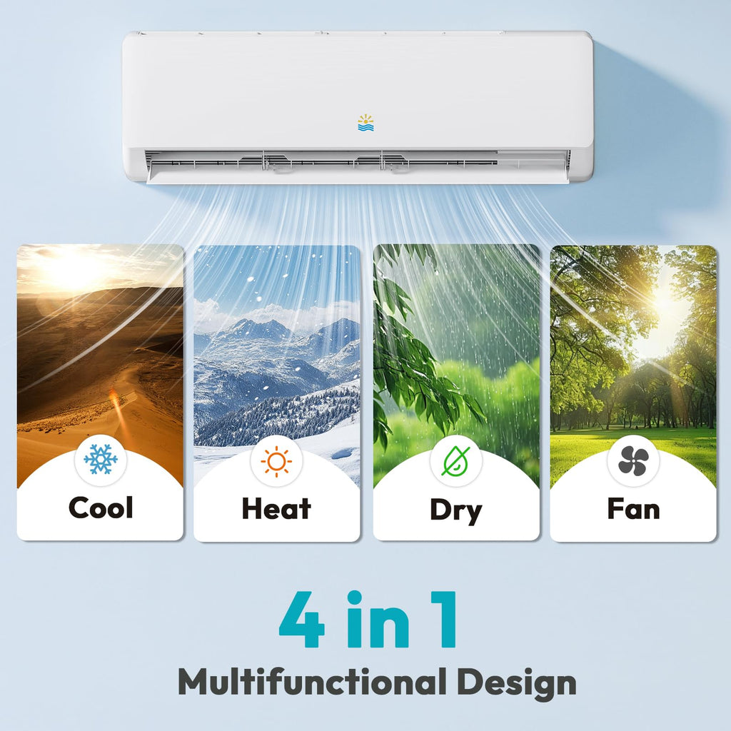 Mini Split AC/Heating System, 12000 BTU, 19 SEER2 115V/110V