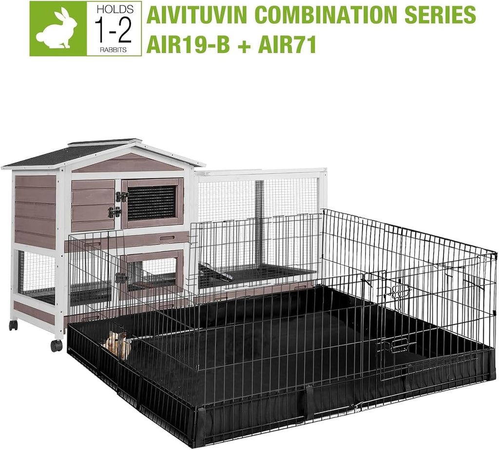 Rabbit Hutch with Chew-Resistant Ramp Indoor Bunny Cage Outdoor Guinea Pig Cage with Wheels and Leakproof Tray