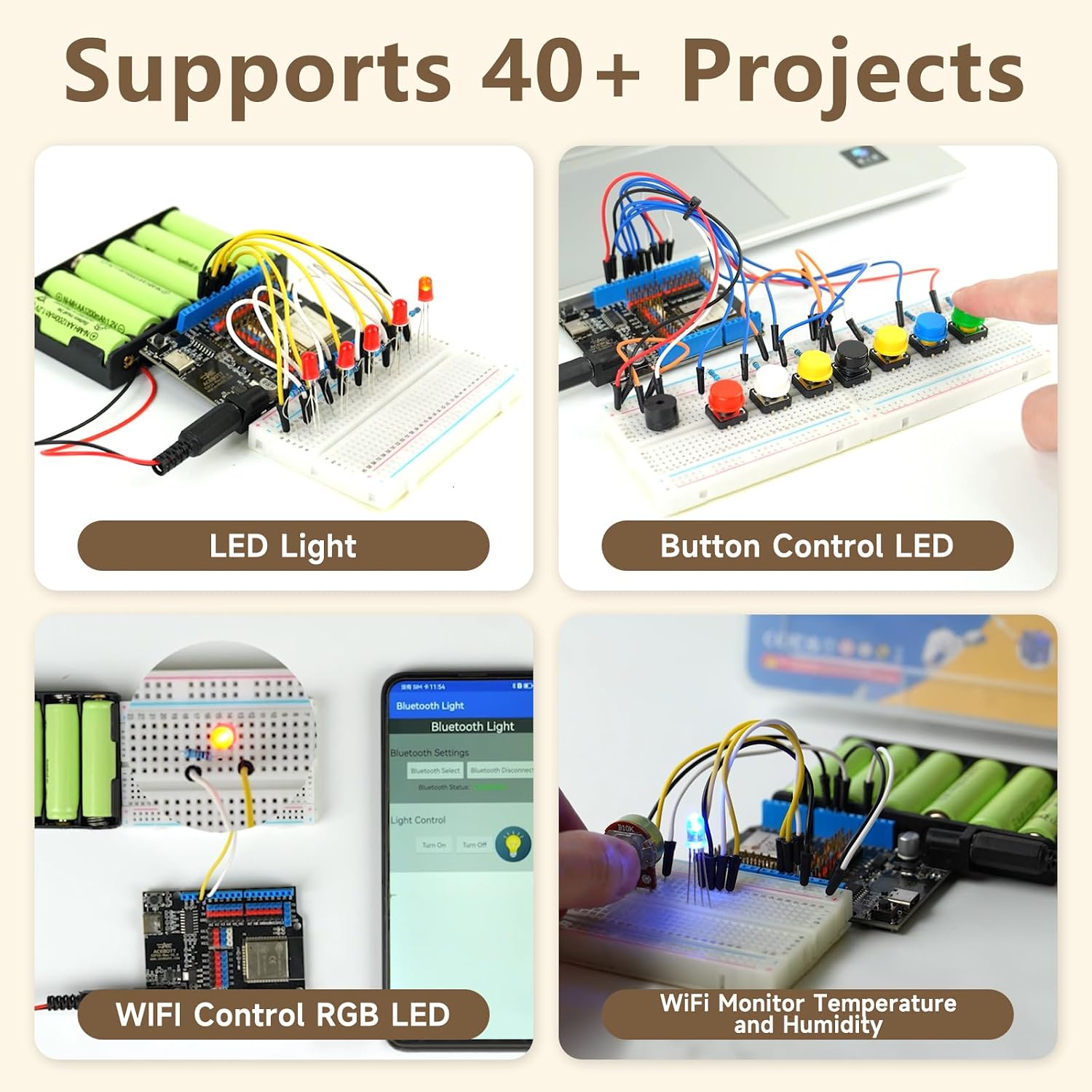 ESP32 Electronics Kit for Beginner, ACEBOTT STEM Learning Kit Compatible with Arduino IDE & Scratch & Python, IoT