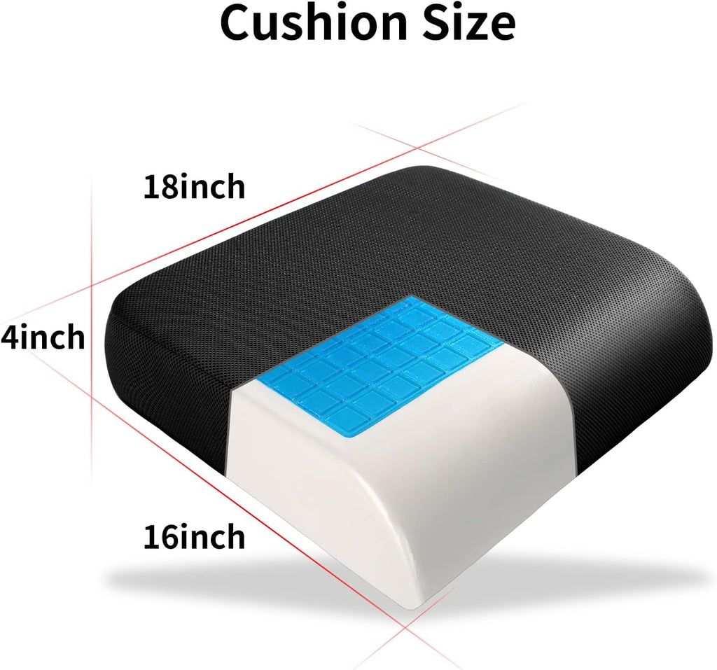 Thick Memory Foam & Gel Seat Cushion, 18"X16"X4" Large Chair Cushion for Wheelchair Mobility Scooters, with Non-Slip