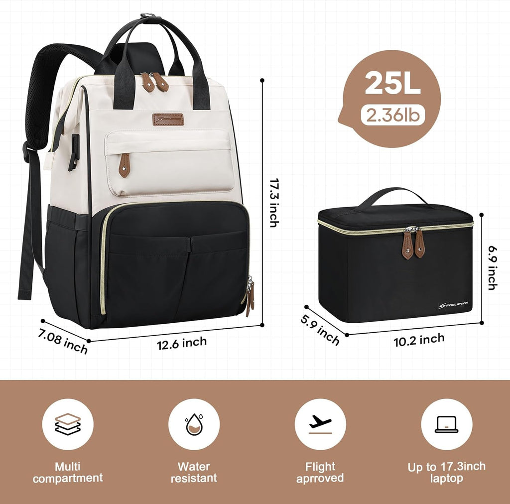 Travel Backpack for Women Men,Laptop Backpack Fits 15.6-17.3 Inch Laptop, Nurse/Work Bag with Insulated Lunch Box