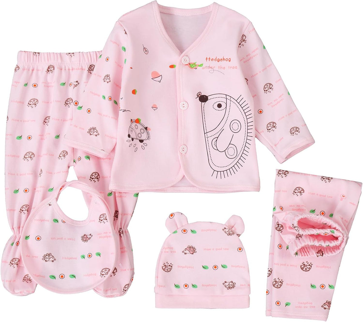 Unisex Baby Clothes 5 Piece Layette Sets Cotton Newborn Clothes Gift Set For 0-3 Months