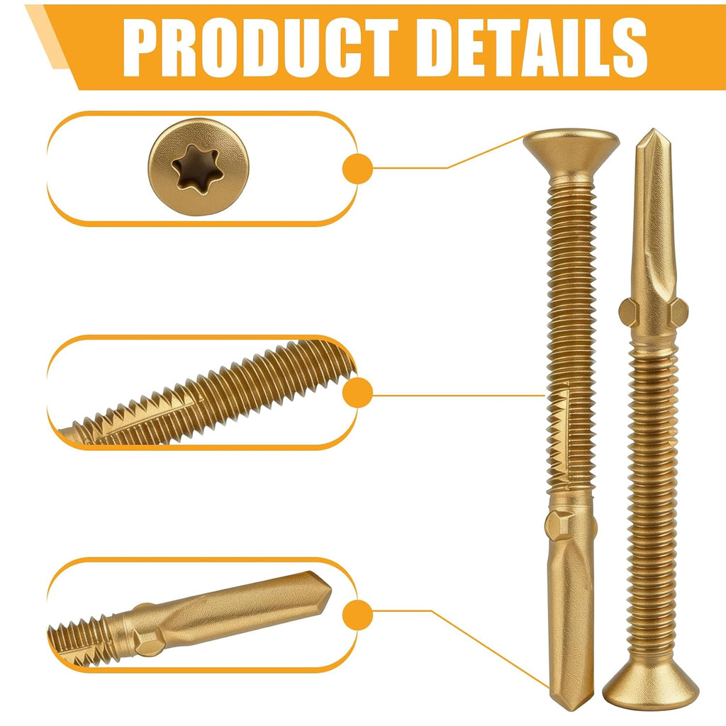 #14x2-3/4 Trailer Deck Screws, Reamer Tek Torx/Star Head Self, 50 PCS