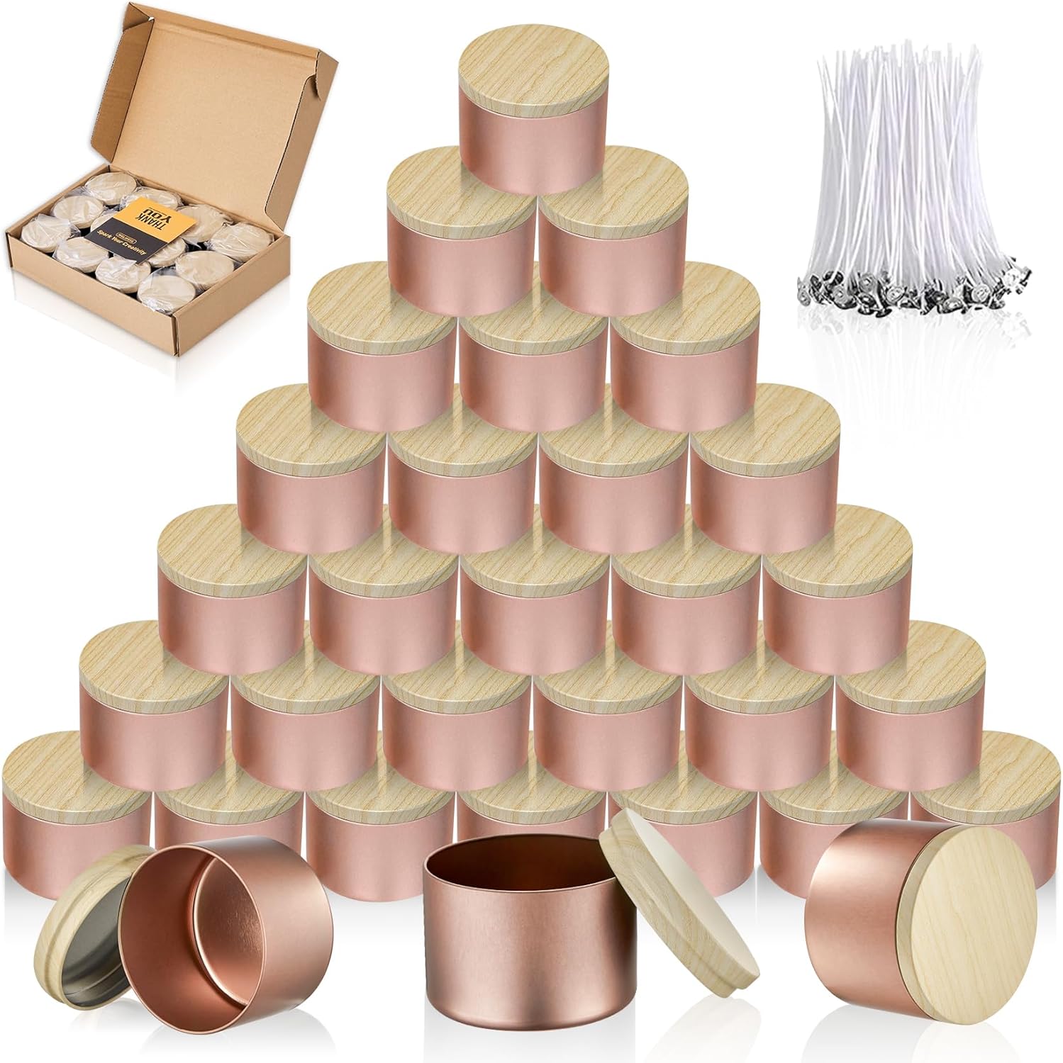 4oz Candle Tins Jars Cans with Lids and Wax Wick for Making Candle | Glod Empty Candle Containers for Small Business