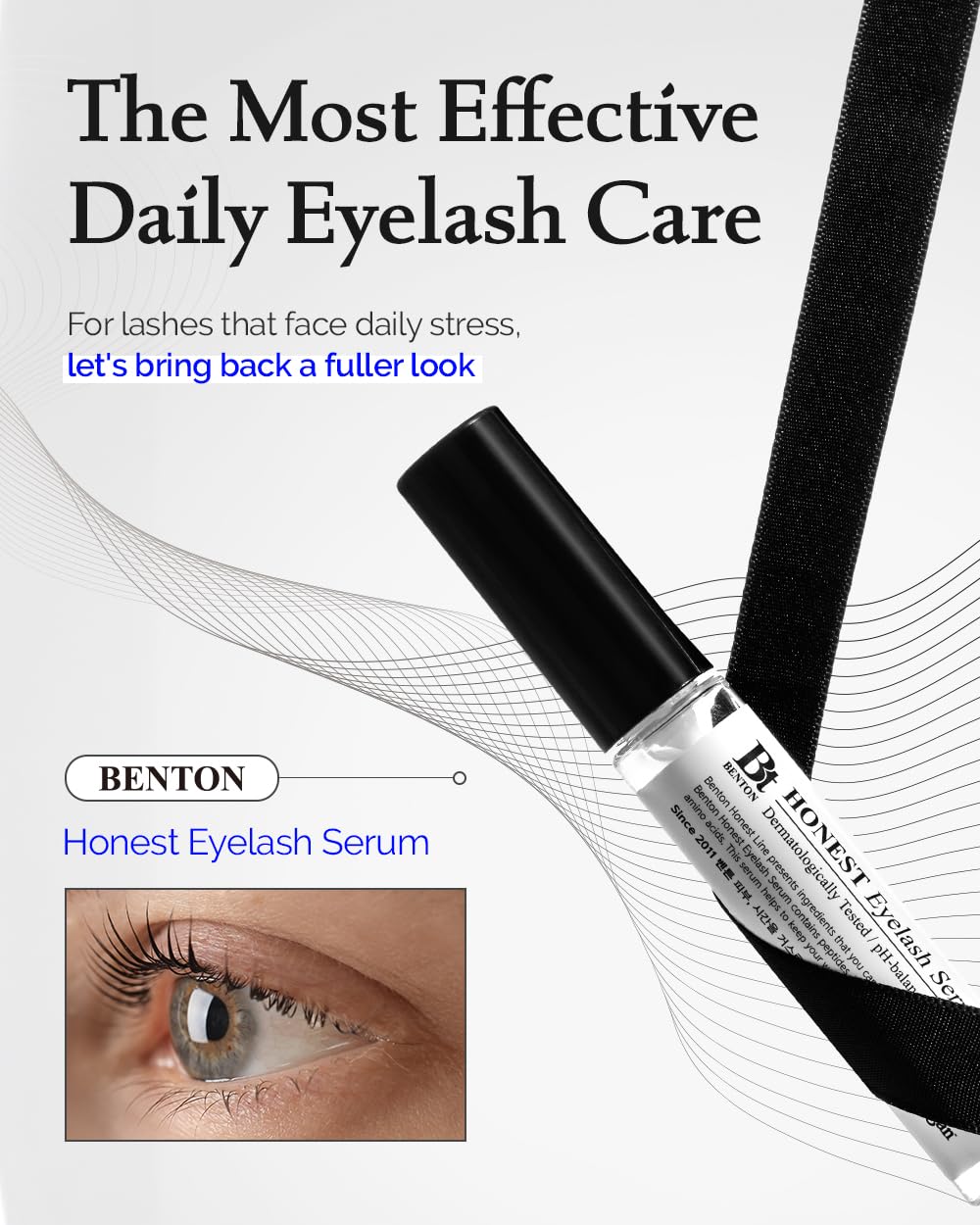 HONEST Eyelash Serum | 0.33 fl oz - Korean lash serum | Korean Eyelash serum | Eyelash & Eyebrow Enhancing Serum |