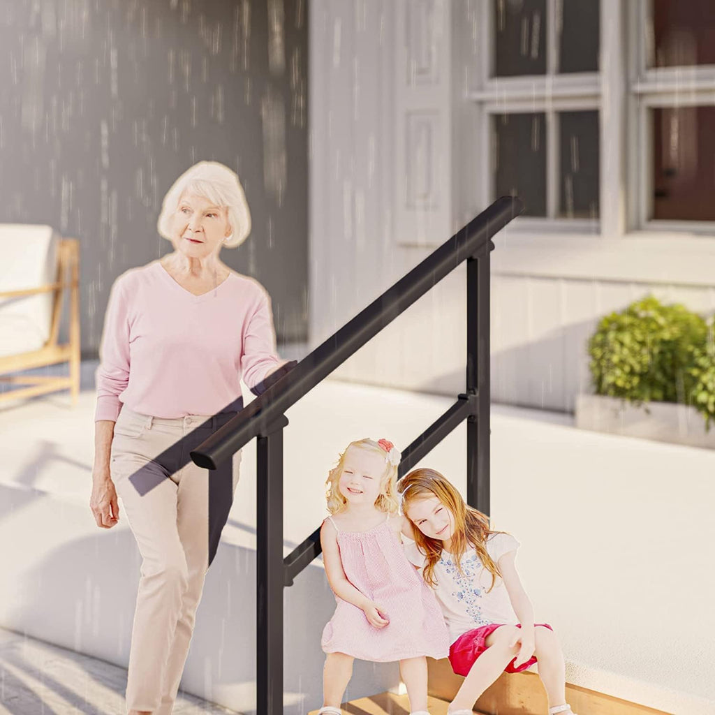 Hand Rails for Outdoor Steps,3 Step Stair Railing Kit