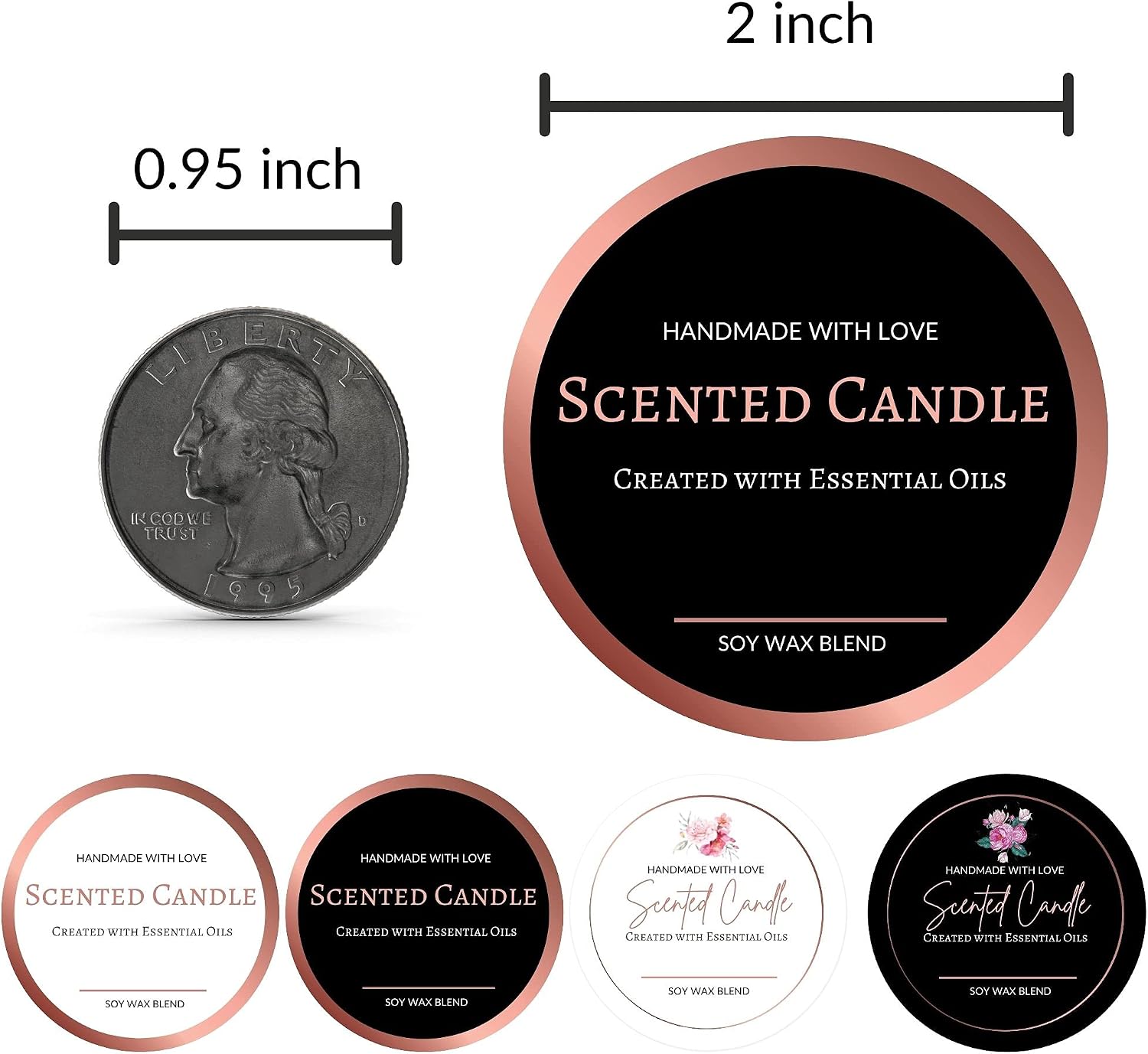 Candle Labels Roll 2 Inch 300pcs Rose Gold Foil | Candle Labels for Candle Making Supplies, Candle Tins, Candle
