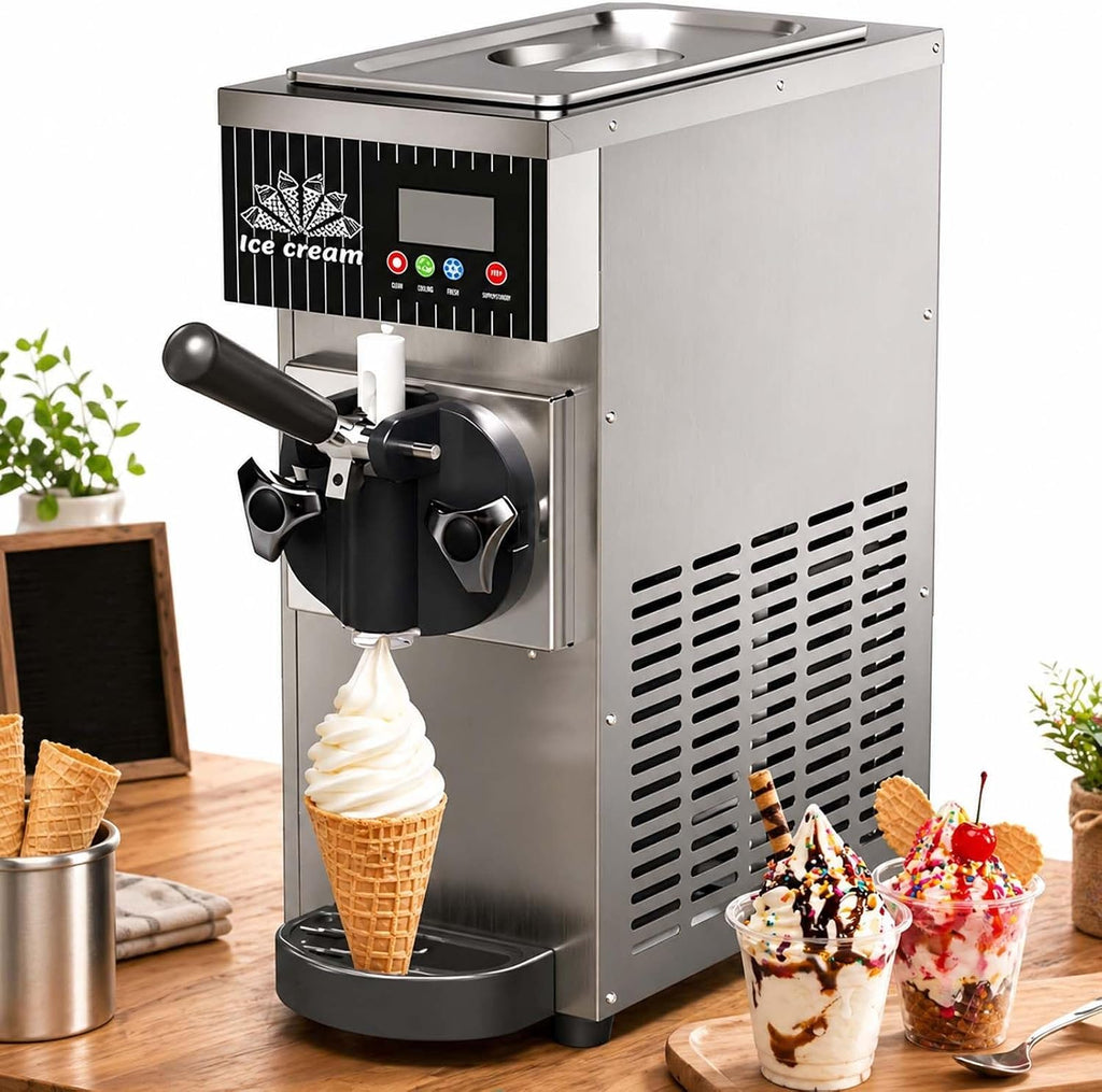 Soft Serve Ice Cream Machine for Home&Commerce-450w Countertop Single Flavor Maker, 4-5L/H Yield, with 2.5l Material