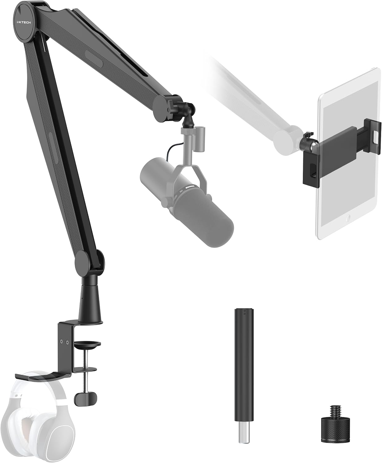 Mic Boom Arm Microphone Arm for Blue Yeti Shure Sm7b Hyperx QuadCast Rode At2020 and Fifine Upgraded Mic Stand with