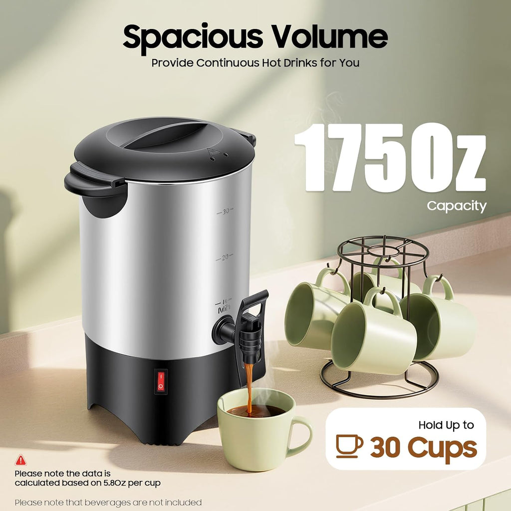 Coffee Urn 5.2L, 40 Cup Commercial Coffee Maker with Reusable Strainer