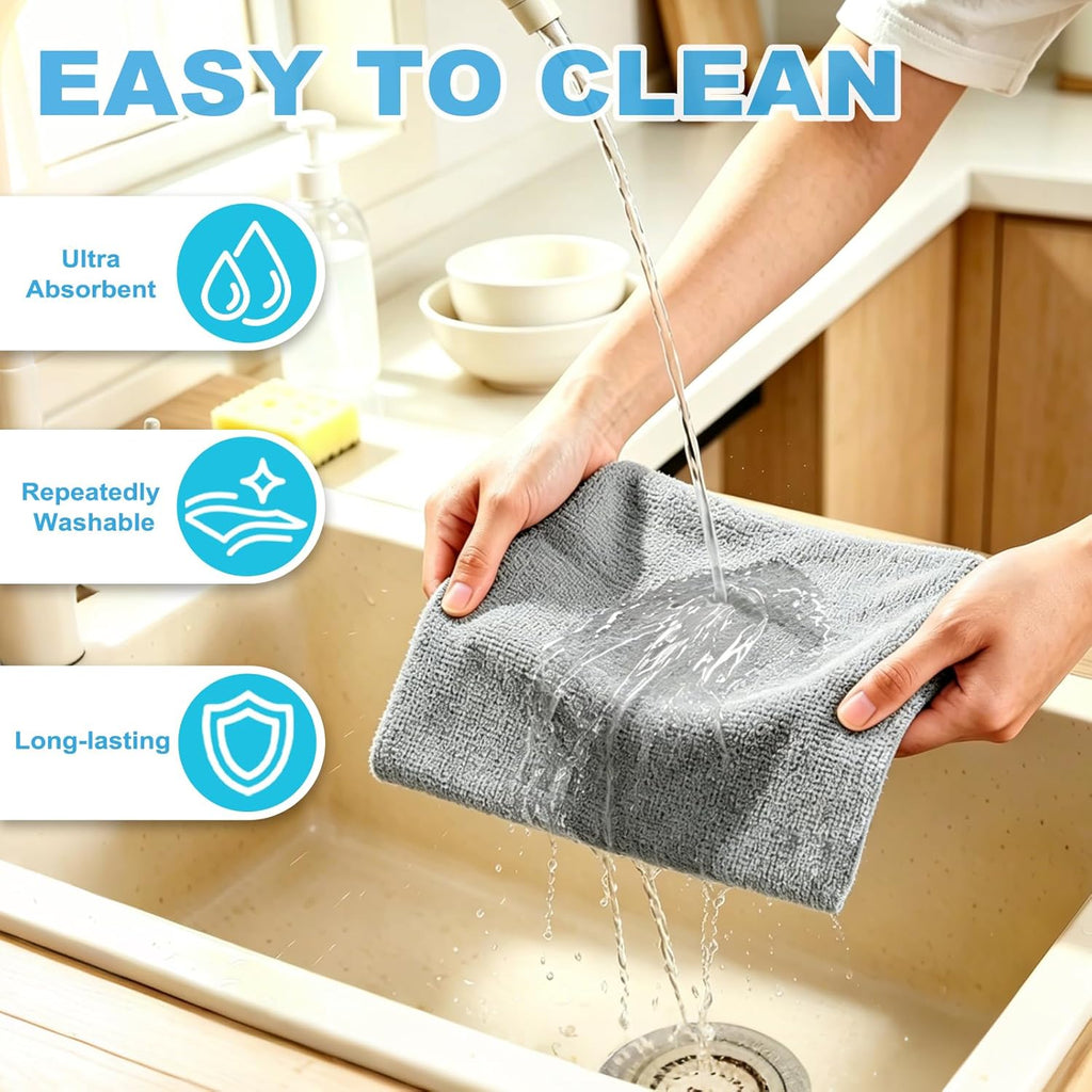 55 Pack Microfiber Cleaning Cloth Roll, Tear Away Reusable Paper Towels, 11" X 9", Ultra Absorbent & Lint Free
