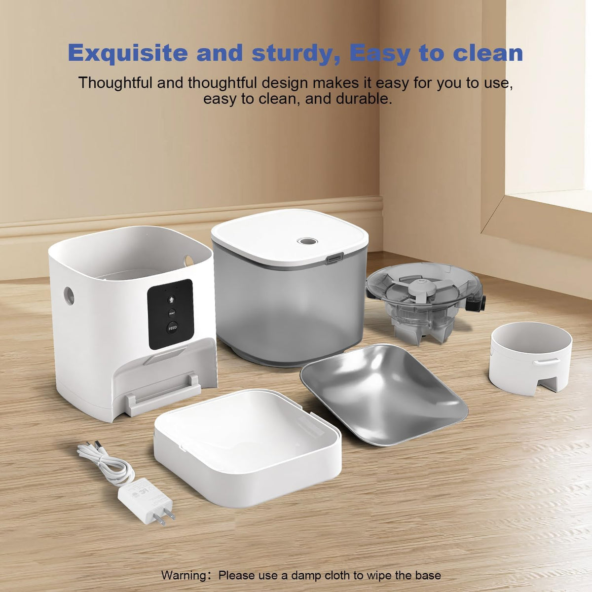 Automatic Cat Feeder, 4L WiFi Food Dispenser with 10s Voice Recorder, Pet Feeder up to 10 Meals per Day, Timed Cat