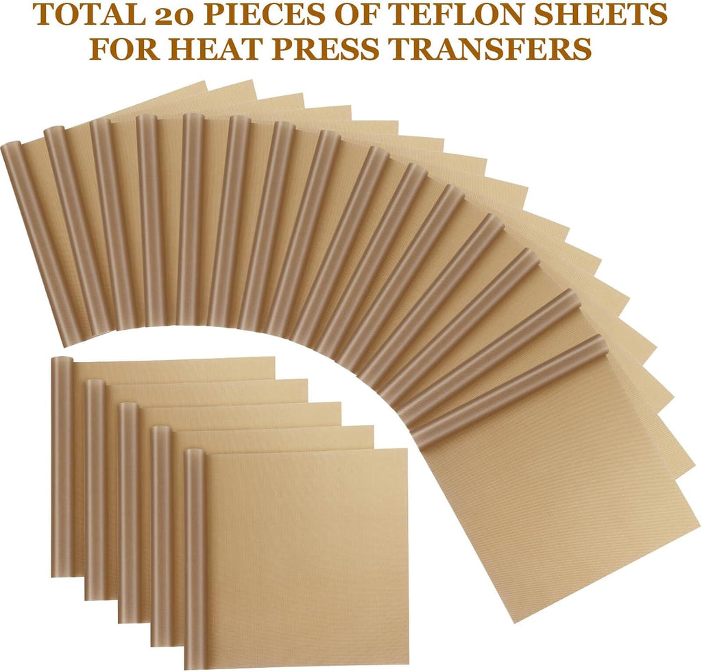 20 Pack Teflon Sheet for Heat Press, Heat Transfer Press Cover Paper Heat Resistant Transfer Protector Mats for