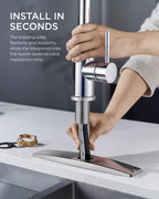 FORIOUS Kitchen Sink Faucet, with Pull Out Sprayer, Single Handle, Chrome