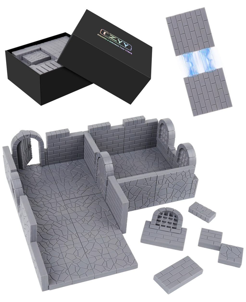 Magnetic Dungeon Tiles, 58 PCS Modular Terrain Set for RPGs, Basic Set
