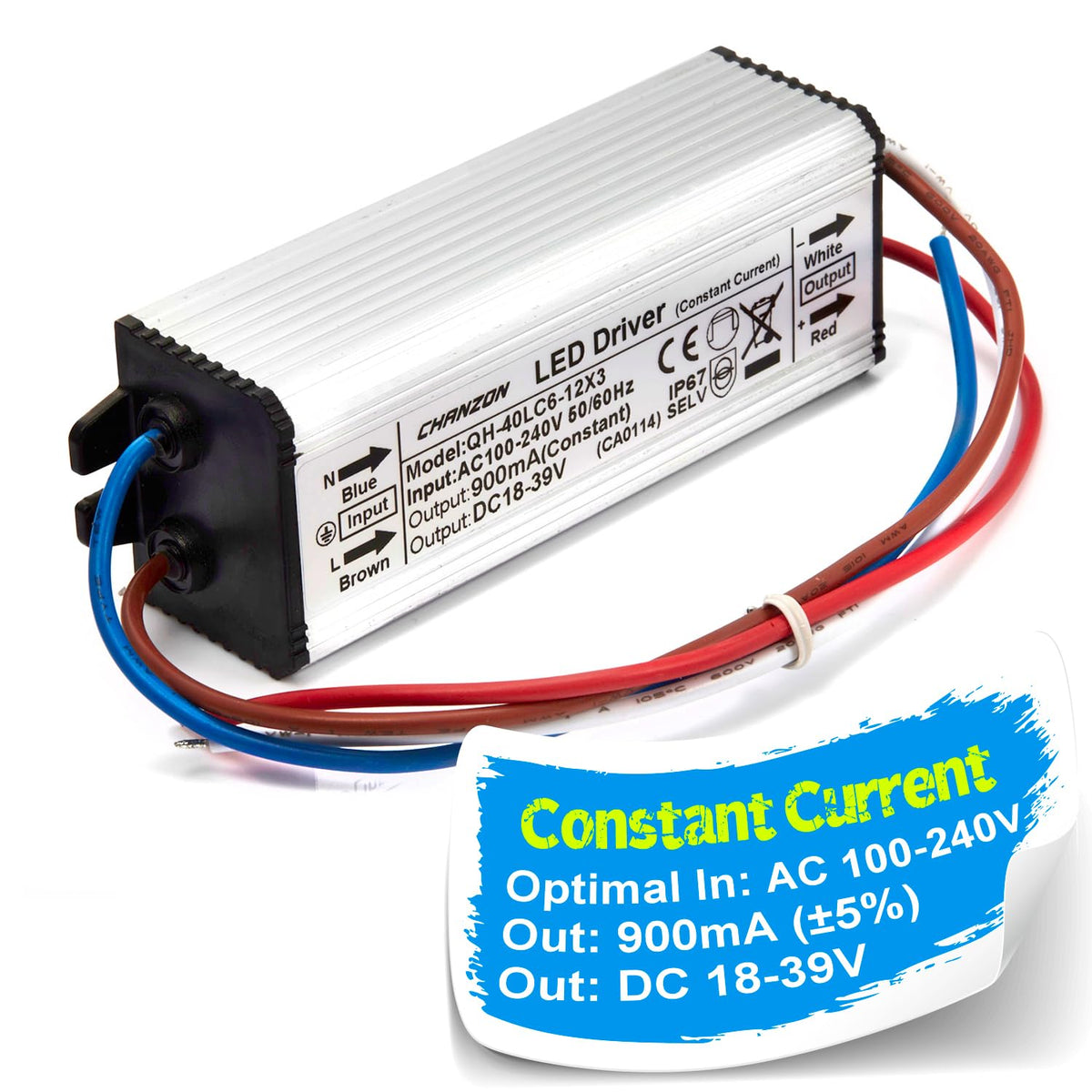 LED Driver 900mA Constant Current 18V-39V IP67 Waterproof Aluminium