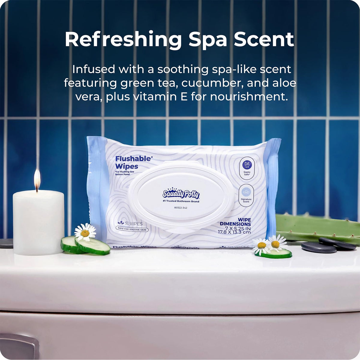 Flushable Wipes - 6 Packs of 50 (300 Total Wet Wipes)