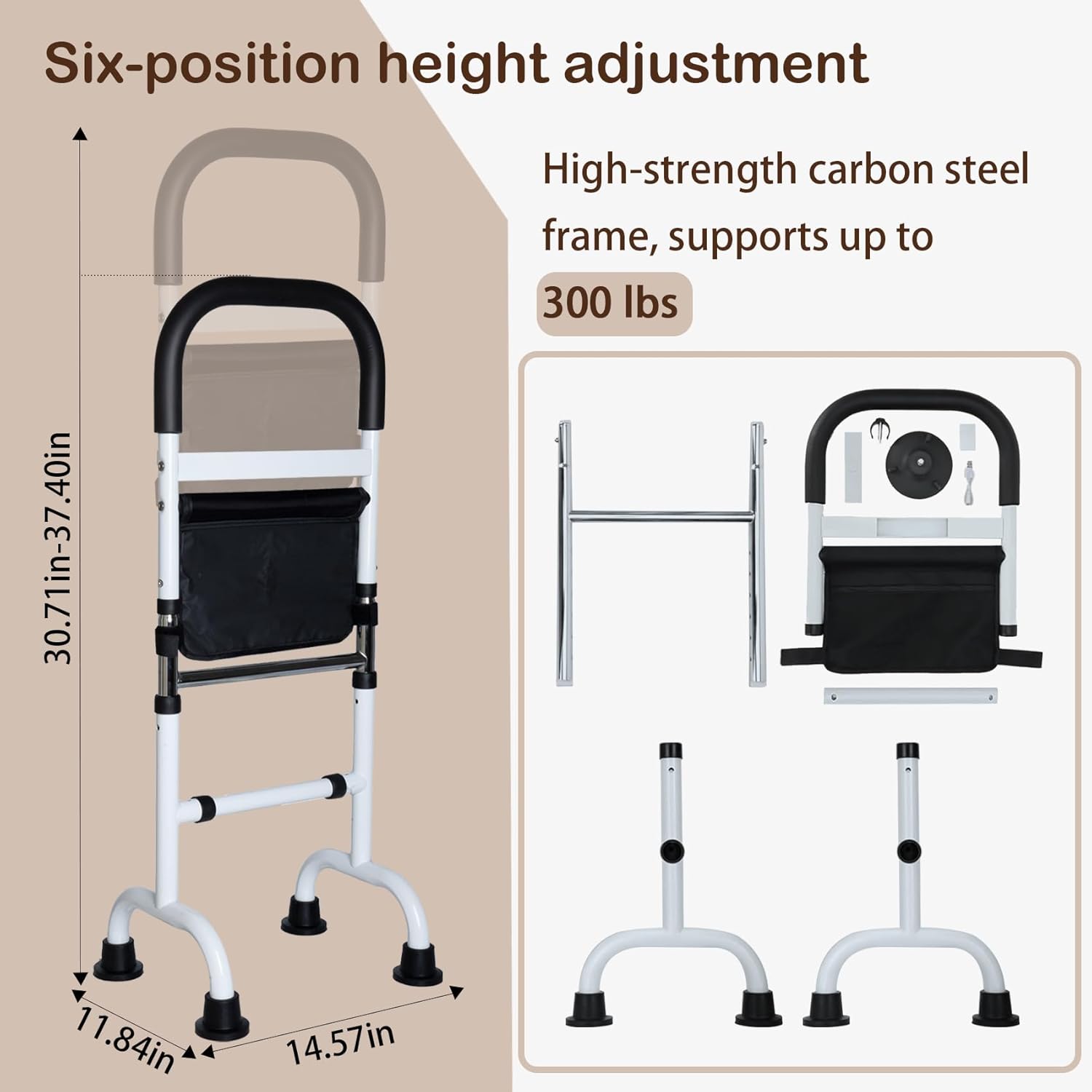 Adjustable Stand Assist Aid for Elderly, Couch Stand Assist with Night Light and Two Sets of Bases, Mobility Aids for