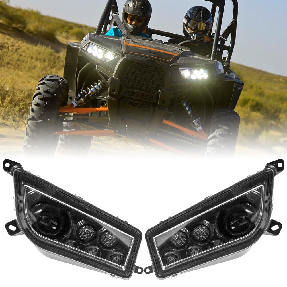 BUNKER INDUST LED Headlight Clear Lens Replacement Headlamp Compatible with 2014-2023 Polaris RZR XP 1000 900 LED Halo Lights