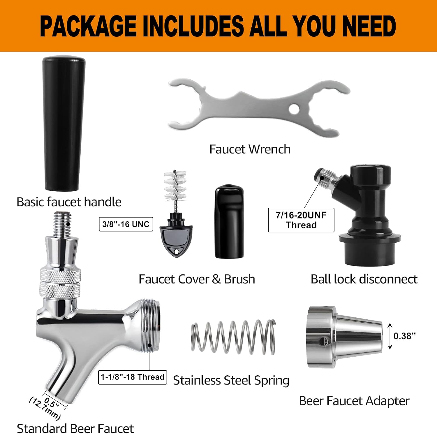 Ball Lock Tap Draft Beer Faucet, Ball Lock Keg Tap for Corny Cornelius Keg | Ball Lock Quick Disconnect,Beer Tap