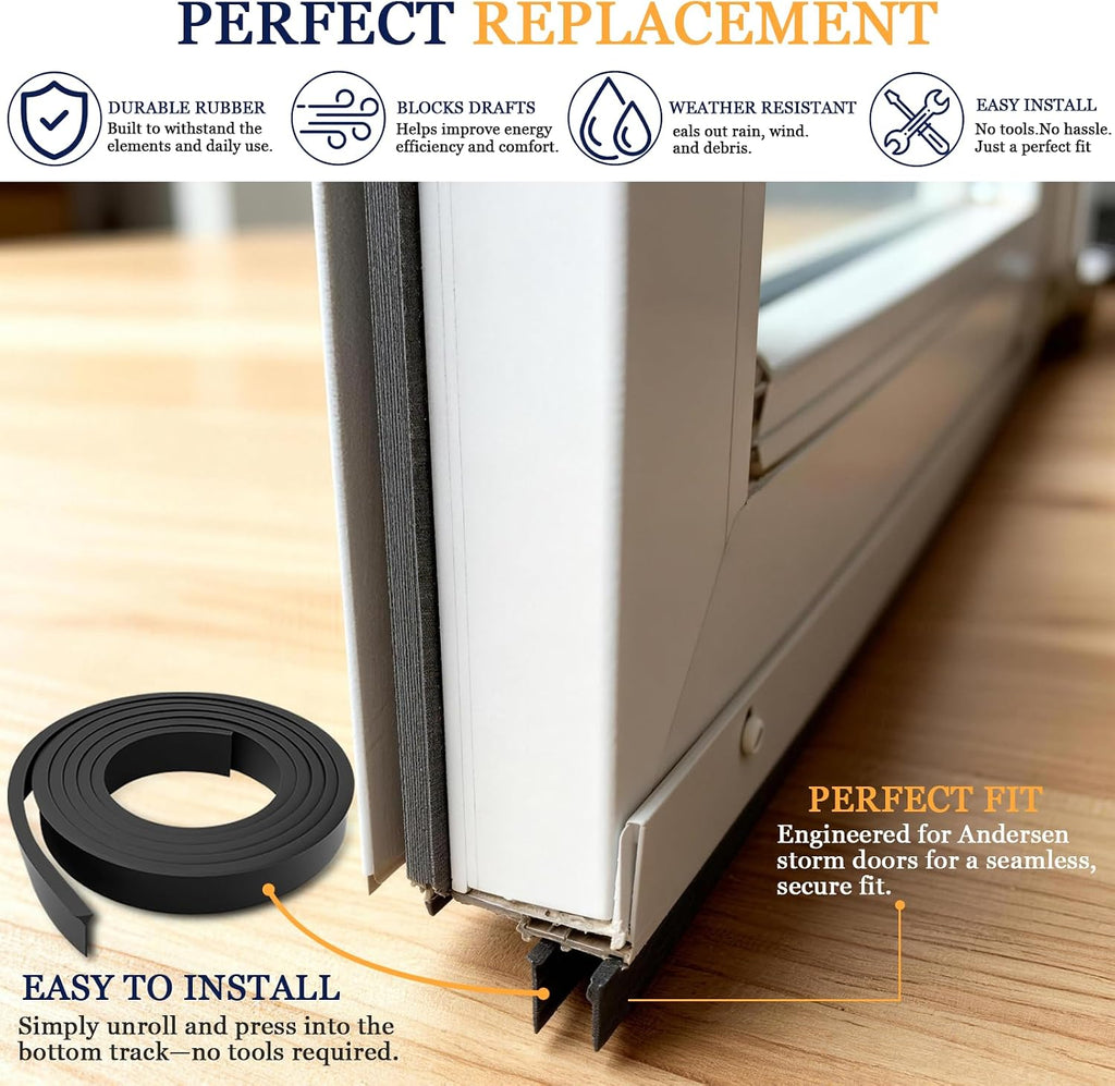 Storm Door Bottom Sweep Fin Weatherstrip for Andersen (2Pcs)
