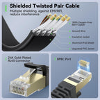 Cat 8 Ethernet Cable 50 FT, 40Gbps 2000MHz Cat8 High Speed Flat Internet Network Patch Cord, SFTP Shielded LAN Wire