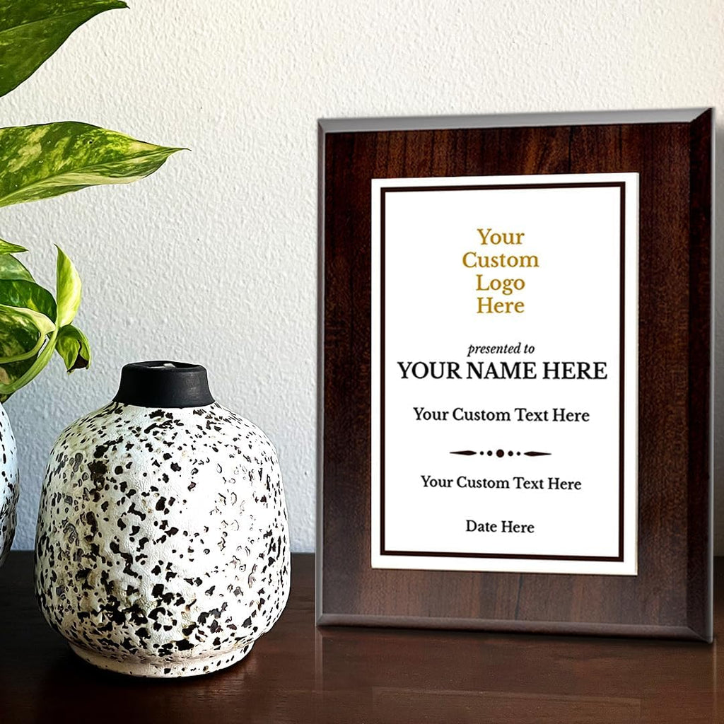 Custom Logo Wooden Award Plaque | Easel Mount Option | Upload Your Logo | Recognition of Achievement and Service