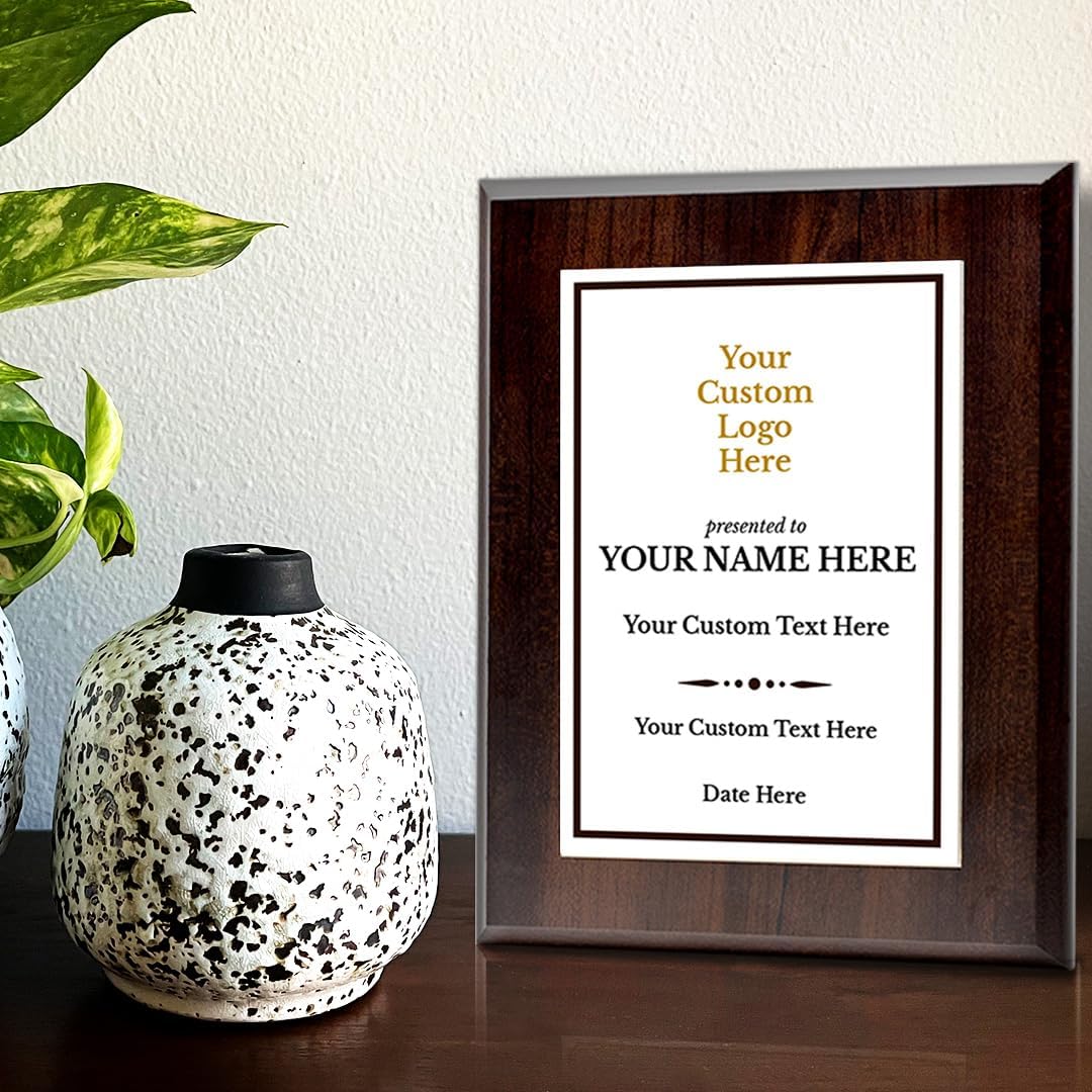 Custom Logo Wooden Award Plaque | Easel Mount Option | Upload Your Logo | Recognition of Achievement and Service