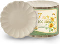 100 Pcs Paper Plates Compostable plates 7 Inch Paper Plates Natural