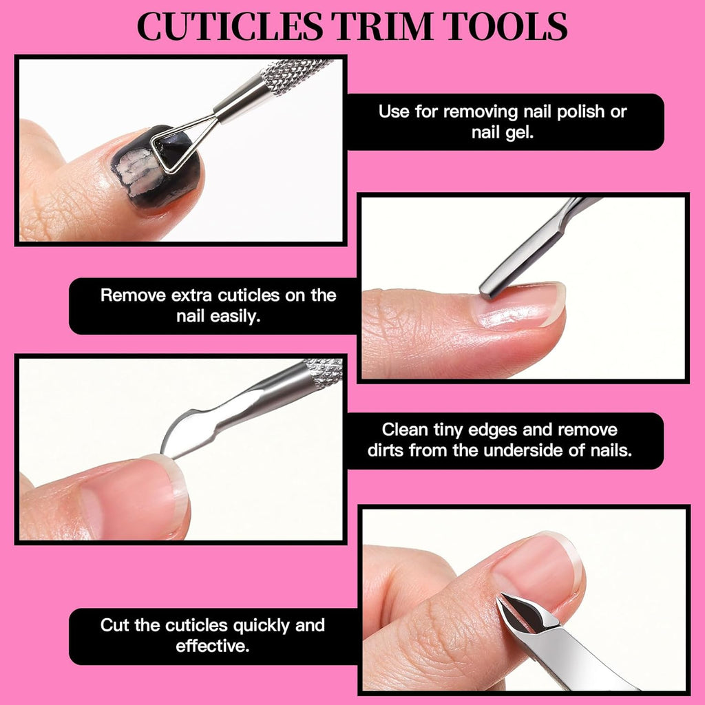 Nail Care Kit, Nail Files 100/180, Nail Buffer Block, Cuticle Nippers, Cuticle Trimmer, Cuticle Pusher, Nail Tools
