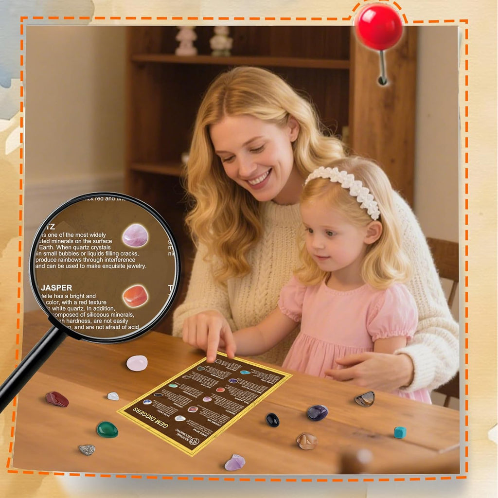 Gemstones Dig Kit Earth Science Kits for Kids Age 6-8-12-14, Birthstone Gemstone Dig Kit, Geology Kit with Break Your