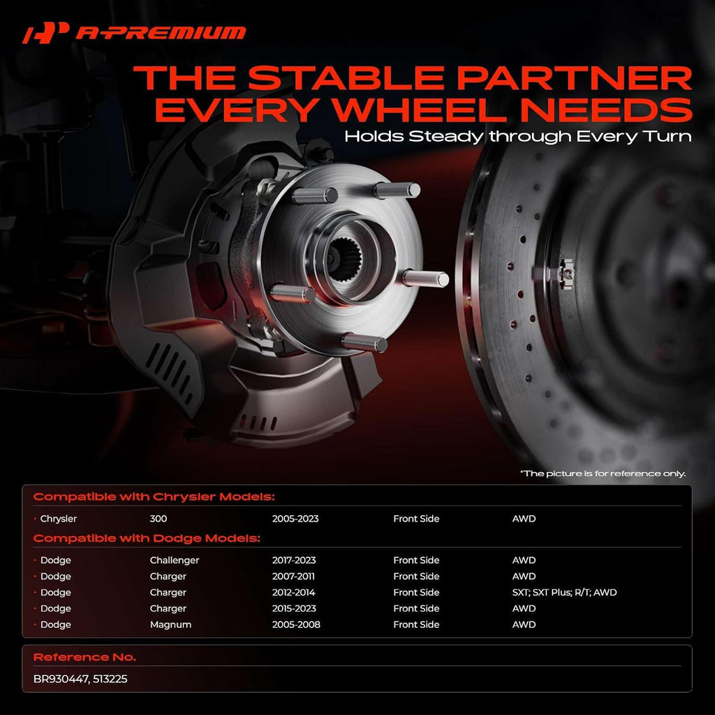A-Premium 2 x Front Wheel Bearing and Hub Assembly with 5-Lug