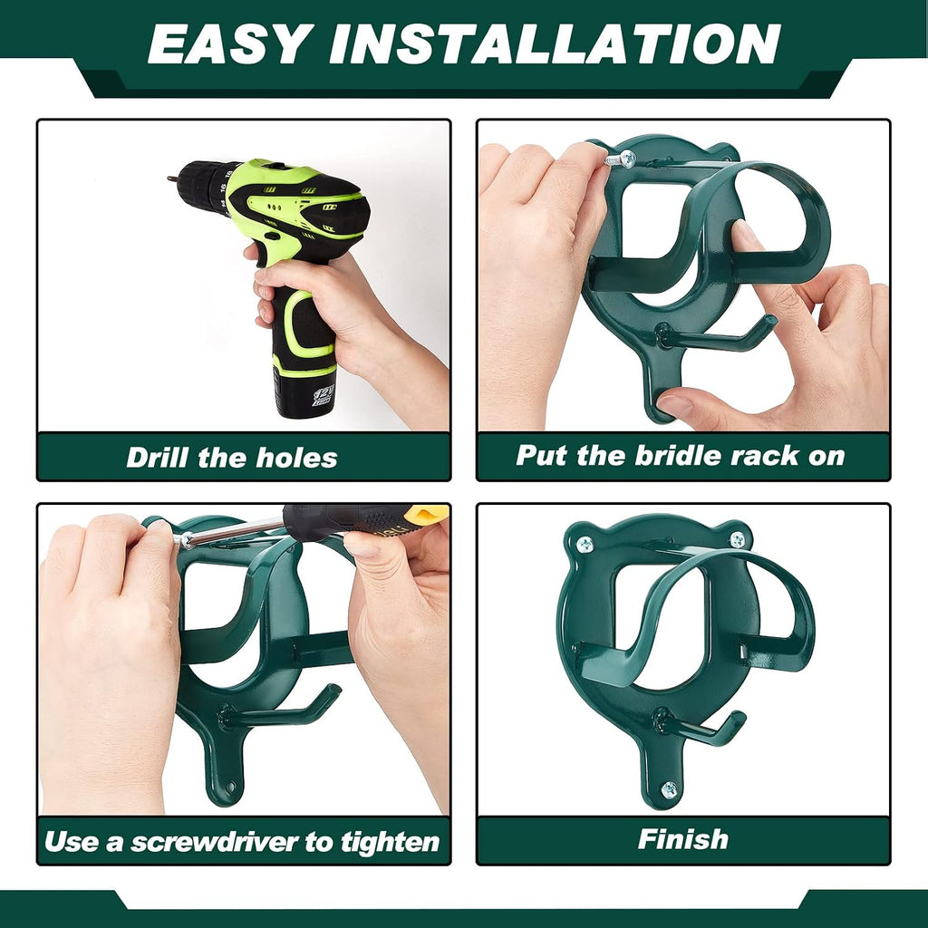 Horse Bridle Rack Bracket Bridle Hooks Tack Storage Halter Hanger Metal Holder with Tubes and Screw for Horse Barn