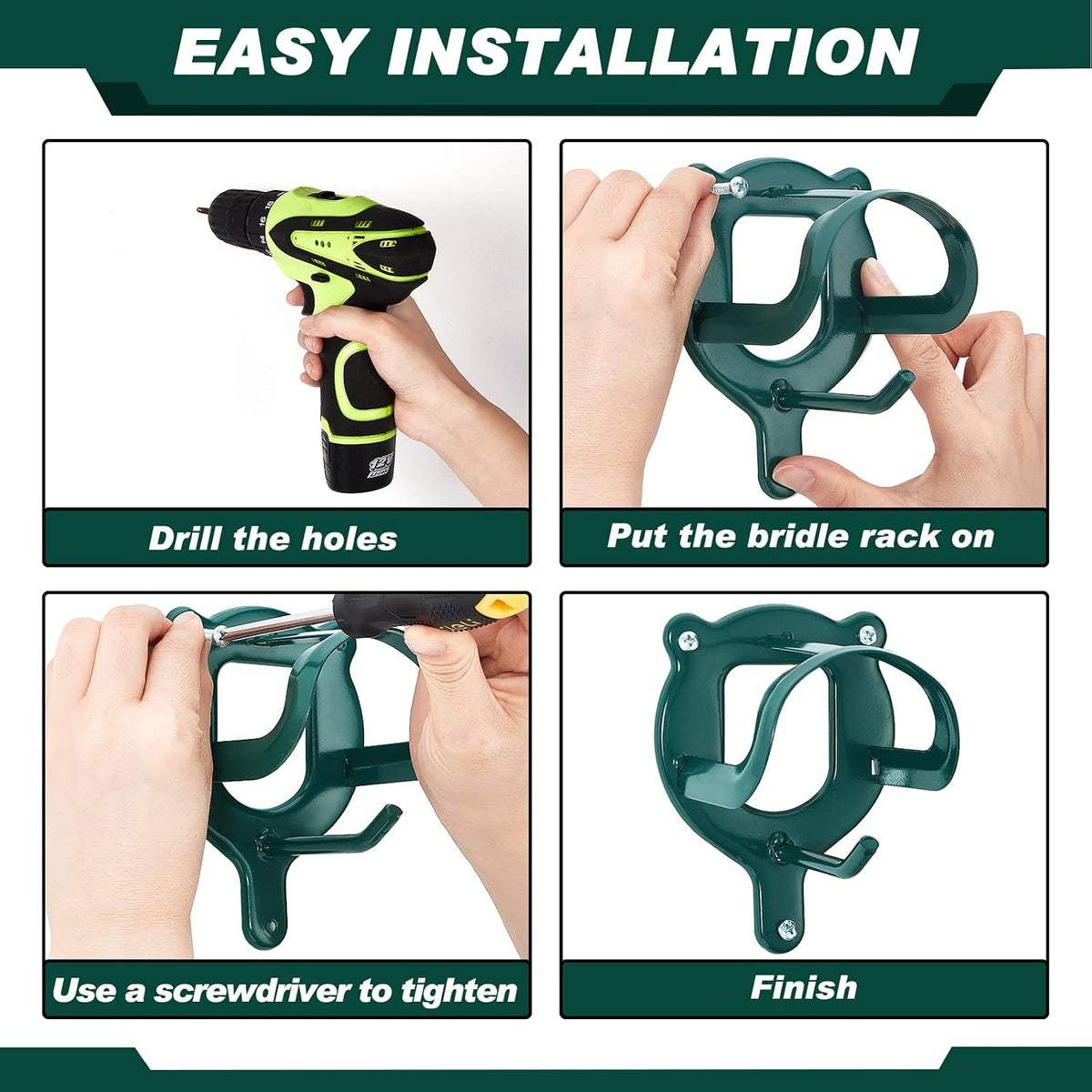 Horse Bridle Rack Bracket Bridle Hooks Tack Storage Halter Hanger Metal Holder with Tubes and Screw for Horse Barn