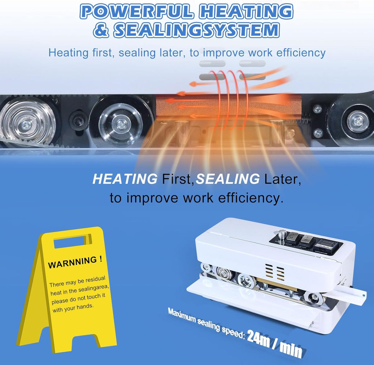 Commercial Heat Sealer Machine, Automatic Continuous Band Sealing Machine