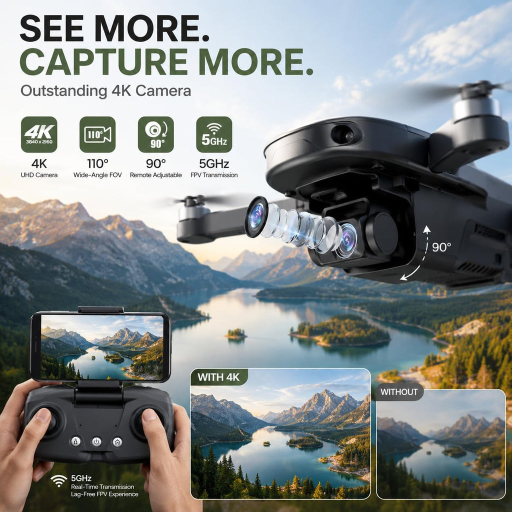 HS175D GPS Drone with 4K Camera for Adults, Under 249g, Foldable RC Quadcopter with Auto Return, 46 Mins Long Flight
