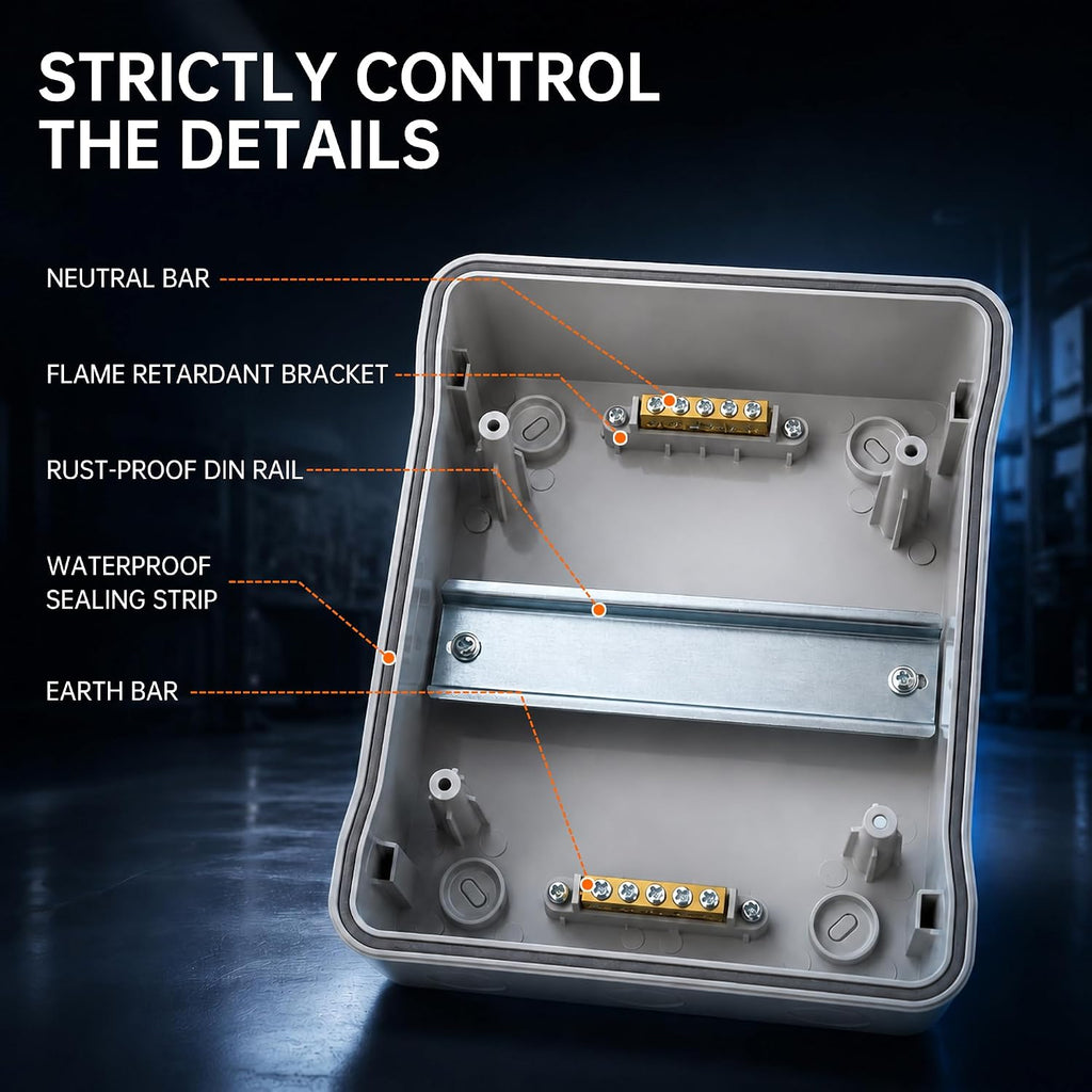 4-Way Din Rail Enclosure | Outdoor Electrical Box IP65 Waterproof