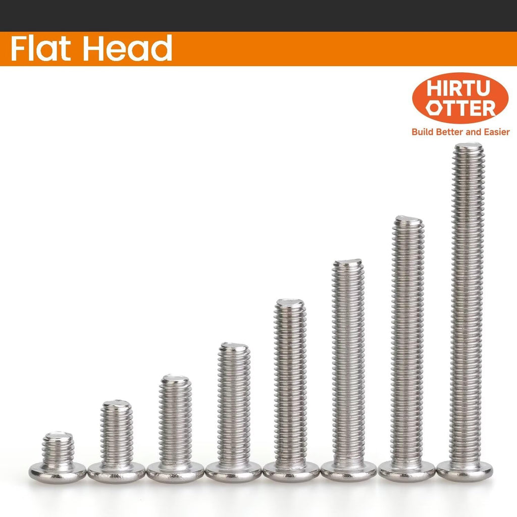 M12 x 45mm 2 Pcs Flat Round Head Hex Socket Cap Screws, 304 Stainless Steel Bolts, Fully Threaded, Bright Finish, Furniture, DIY, 3D Printing