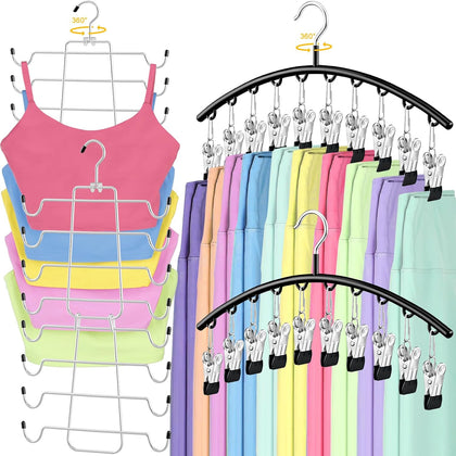 4 Pack Space Saving Hangers，2Pack Tank Top Hanger and 2Pack Leggings Organizers for Closet Pants Hangers with 20