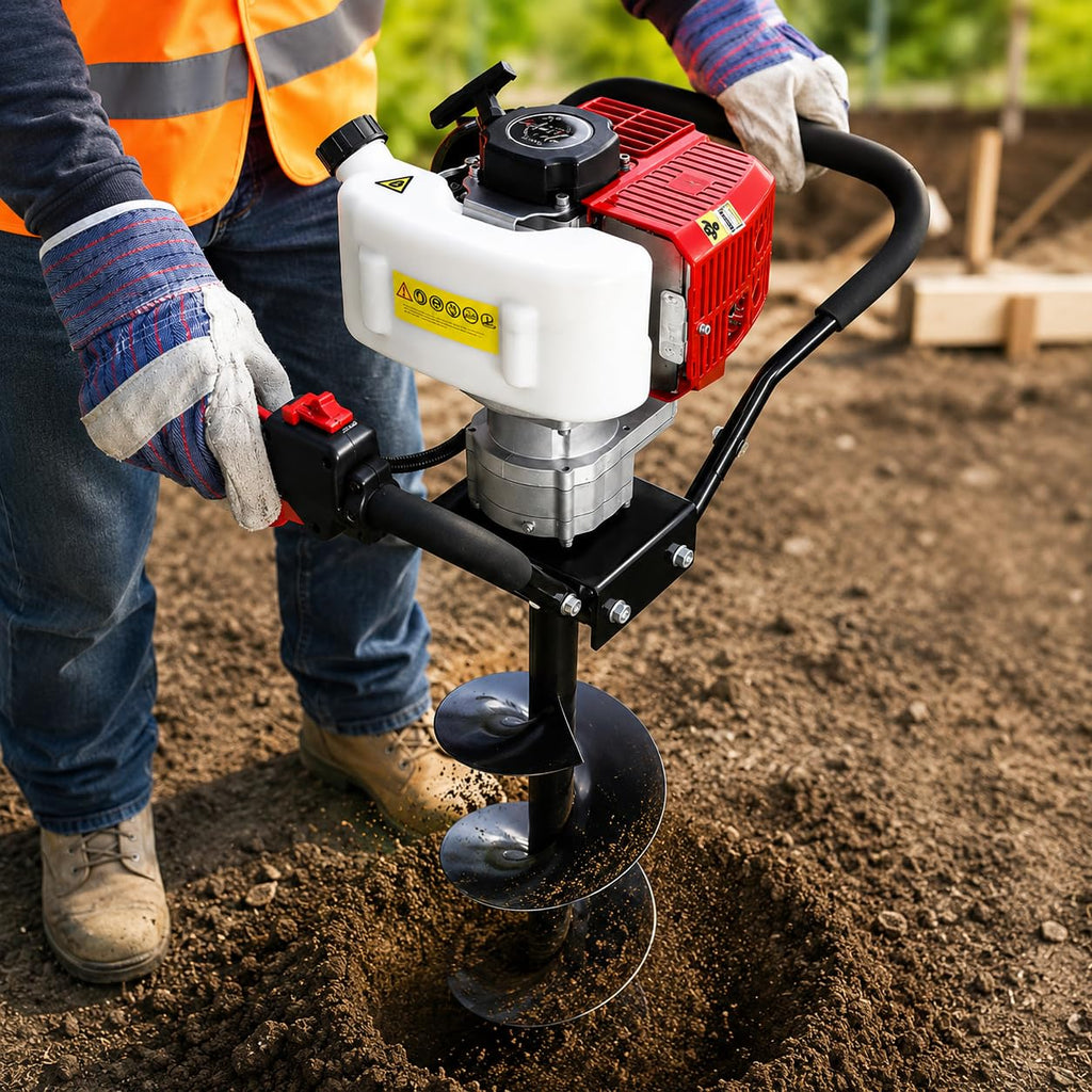 2.3HP Post Hole Digger V-Type Gasoline 2-Stroke 55cc Auger Earth Fence Hole Digger Digging Drill for Fence, Farmland