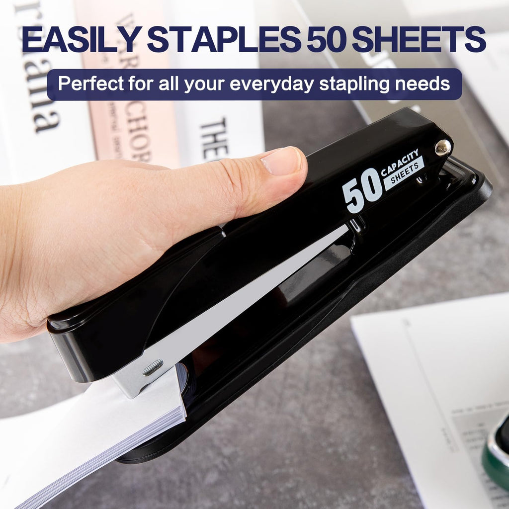 Stapler Heavy Duty, 2000 Staples and Staple Remover, Black