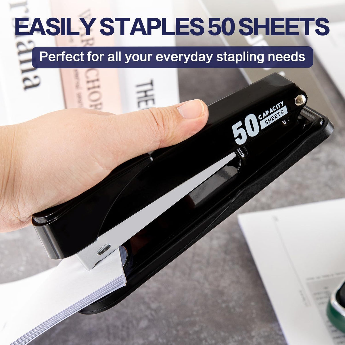 Stapler Heavy Duty, 2000 Staples and Staple Remover, Black