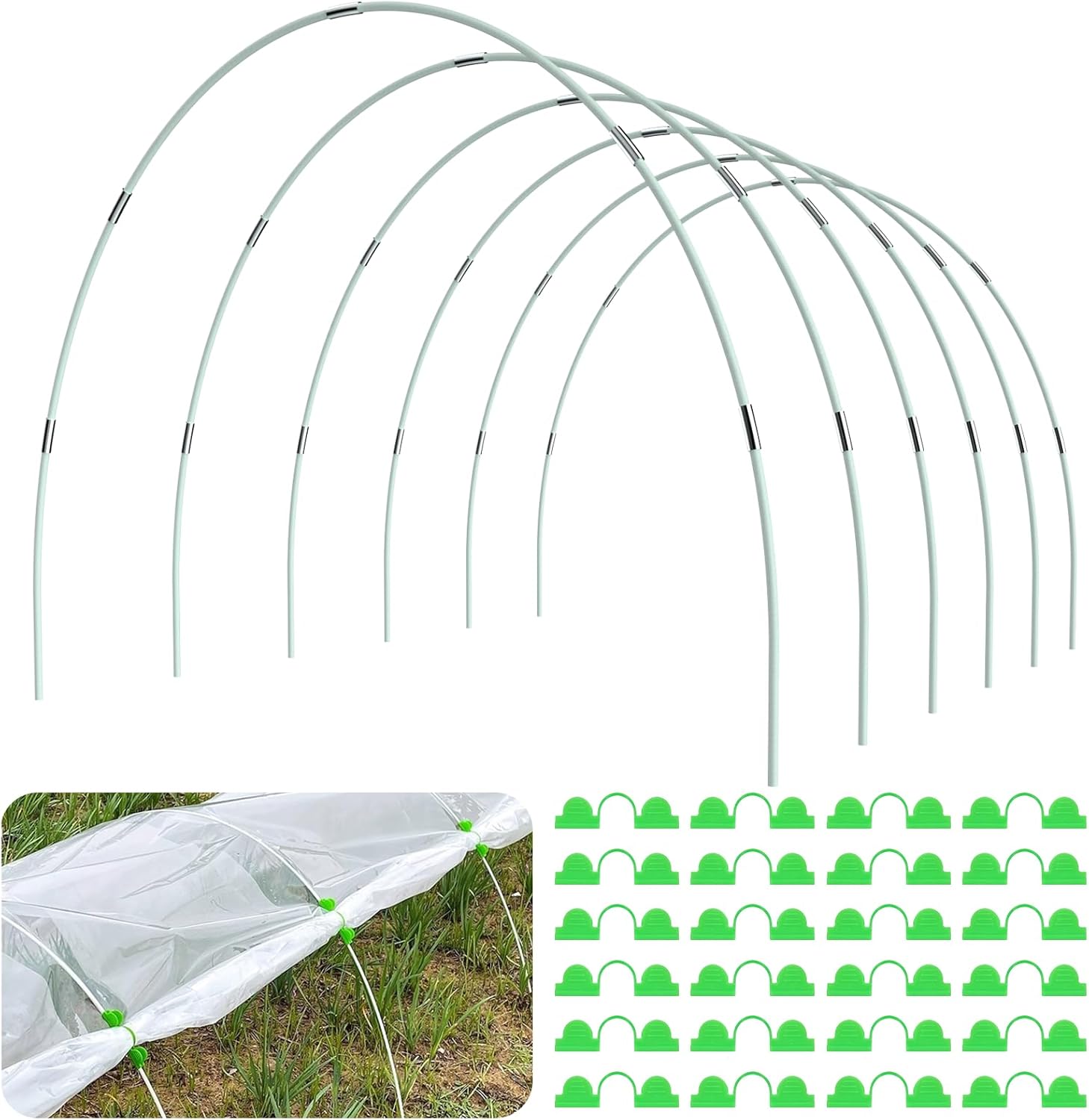 Greenhouse Hoops for Raised Beds, 36pcs Rust-Free Fiberglass Garden Hoops Grow Tunnel Wide, 8FT Heavy Duty Plant