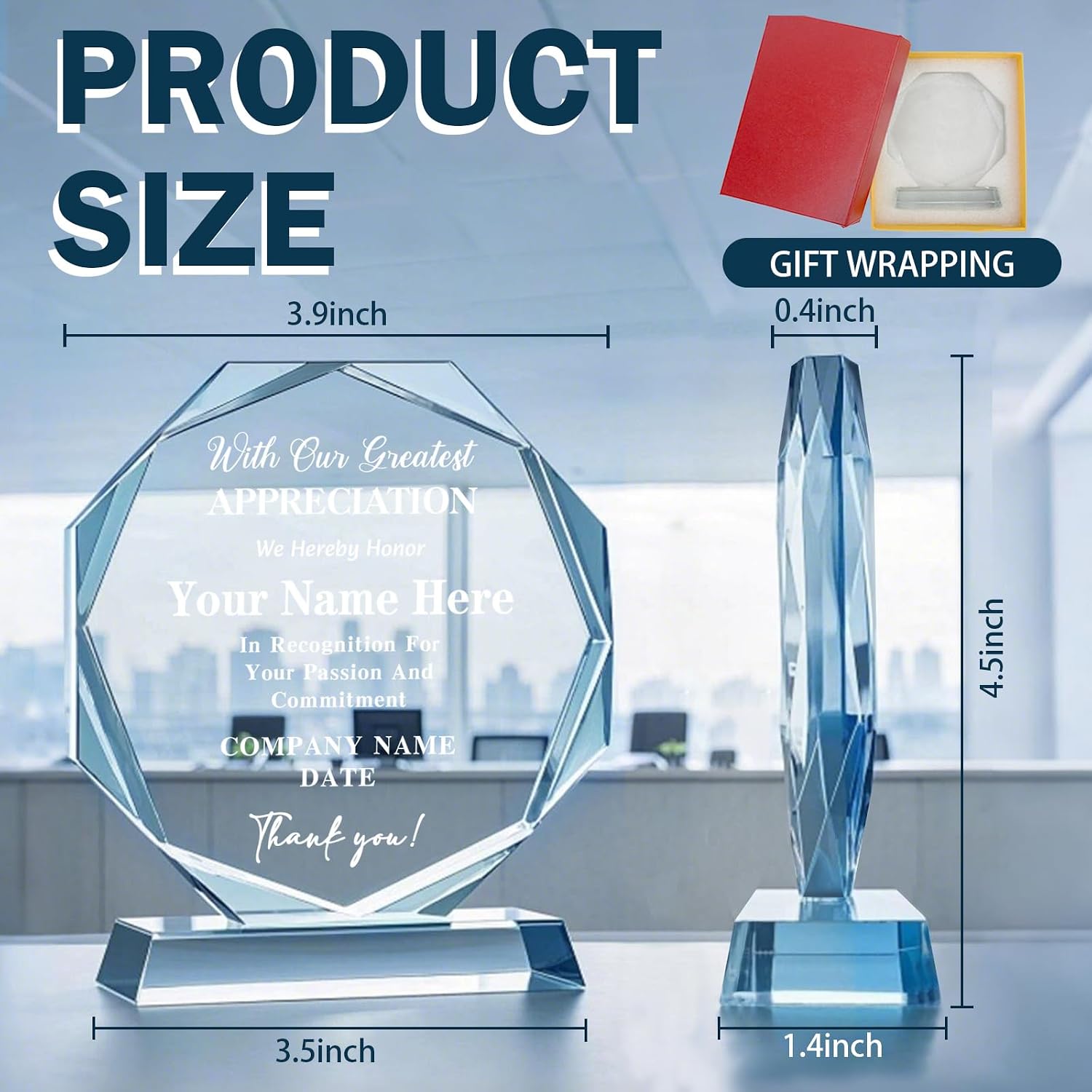 Personalized Trophy Award - Plaques Personalized Engraved - Custom Crystal Awards and Trophies for Employee