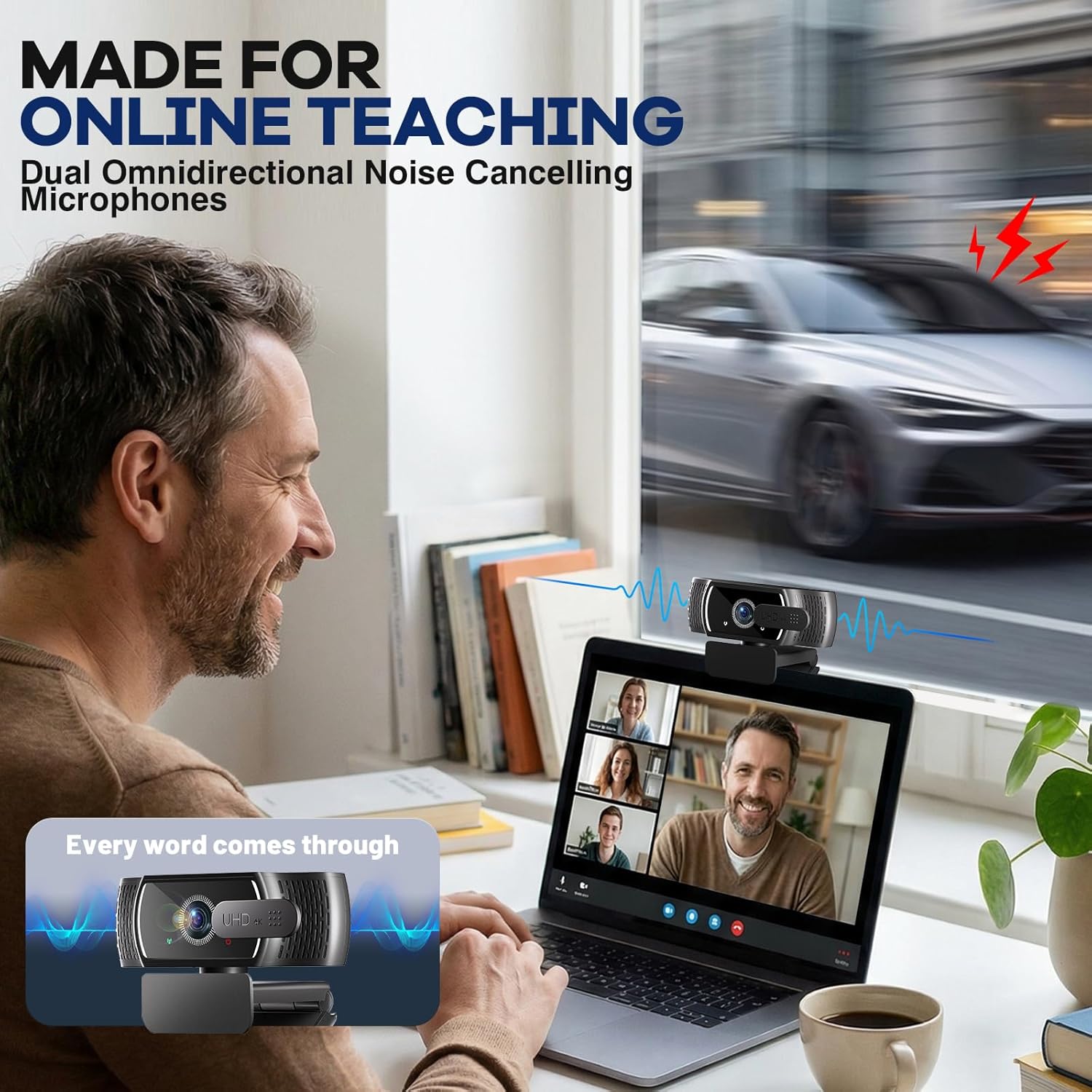 4K Webcam for PC & Mac, Tiny USB Streaming Camera with PDAF Autofocus, Dual Omnidirectional Noise-Canceling